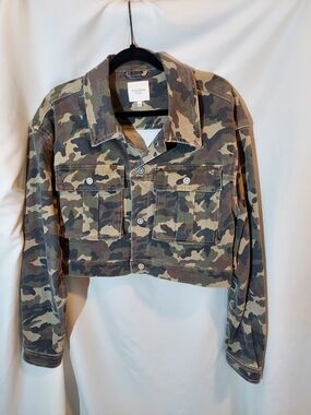 Hidden Jeans Camo Cropped Cargo Jacket Rebel Size L